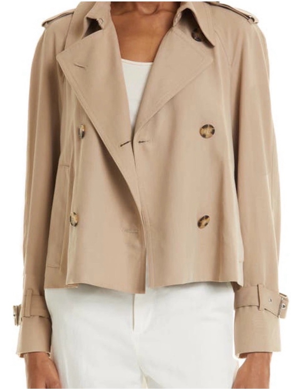 Club Monaco Cropped Tan Trench Coat